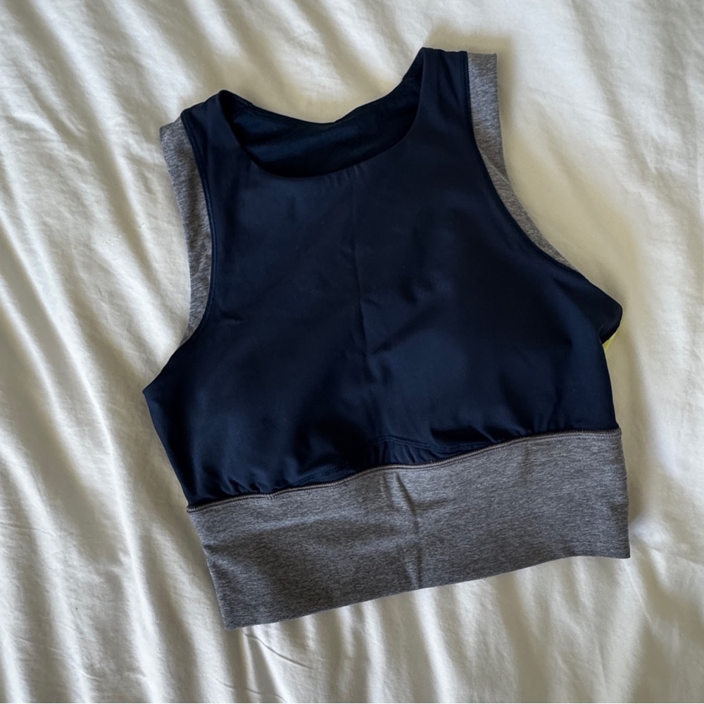 lululemon athletica Navy, Gray & Highlighter Yellow Padded Sports Bra